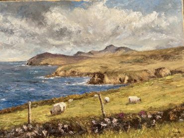 Grazing Sheep Dunquin by Irene Woods Print