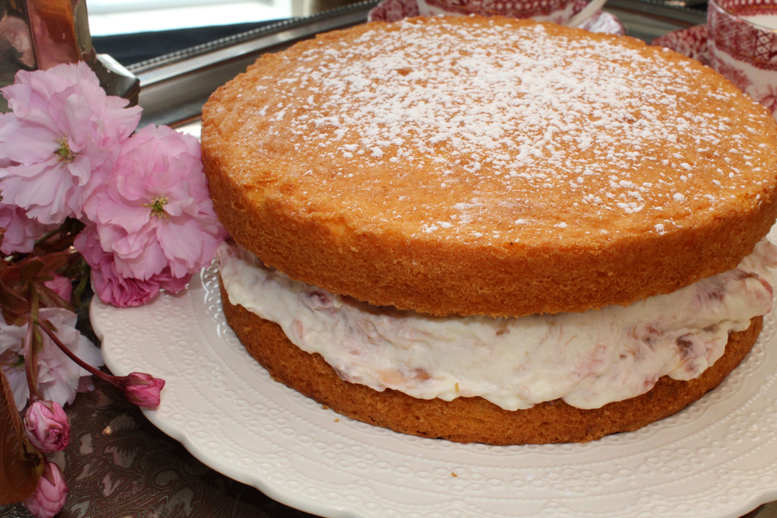 Victoria Sponge with rhubarb and fresh cream filling - Castlewood House Dingle